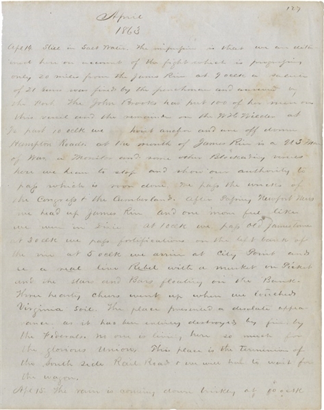 Fourteen Hundred and 91 Days in the Confederate Army….Original manuscript pages
