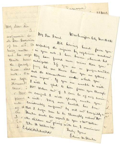 A Pair of Edwin Stanton Letters to Peter Watson