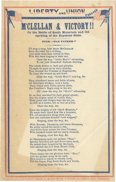 Magee Song Sheet: McCLELLAN & VICTORY!! or the Battle of South Mountain.