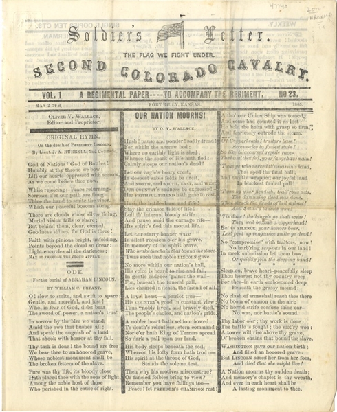 An Extremely Rare Regimental Newspaper, Field Printed in Ft. Riley, Kansas.