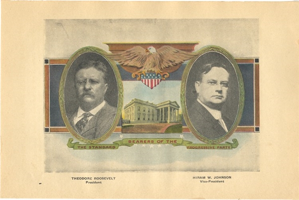 Roosevelt and Johnson 1912 Jugate Color Handbill