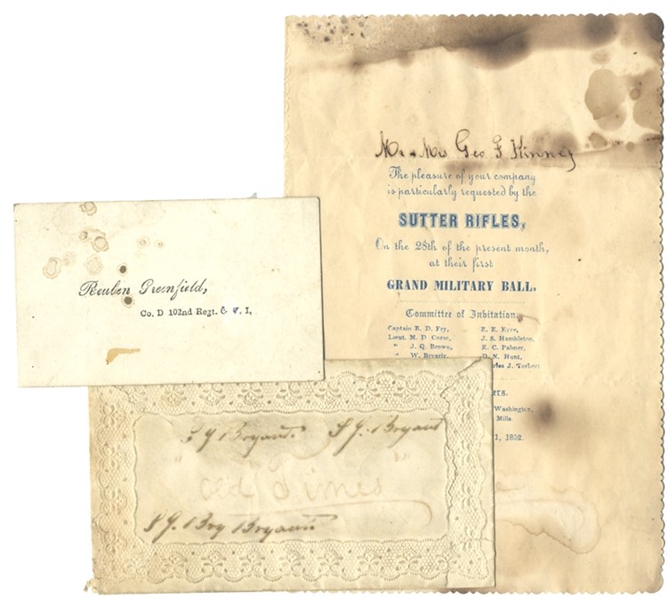 Invitation to “Sutter Rifles .. Grand Military Ball”