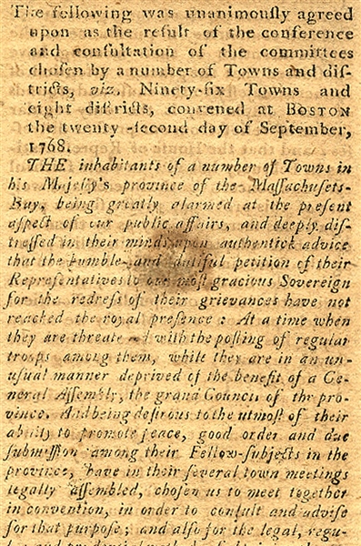 Boston Protests the Townsend Acts 