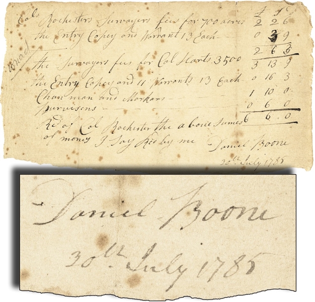 Pair of Documents, One Signed by Daniel Boone, the Other by His Wife Rebecca