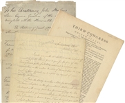 Three Items Related To The Whiskey Rebellion - A Choice Congressional Act Broadside Signed In Print By George Washwashington And John Adams For The Support Of The Military In Suppressing The...