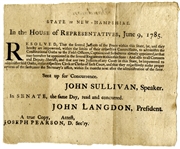 Printed 1785 State Of New Hampshire Resolution Empowering Justices Of The Peace To Administer Constitutional Oaths To Military Officers And Civilian Officials