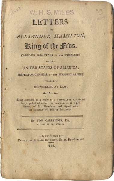 Defending Alexander Hamilton Against the Exposure of His Reynold's Extra Marital Affair