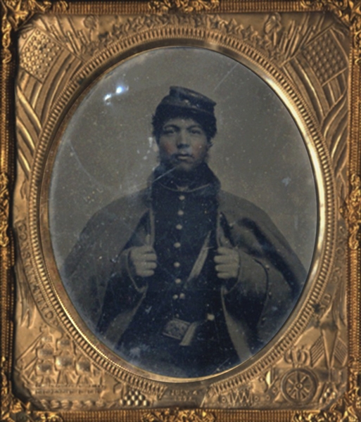 A Black Soldier Proudly Poses in Union Uniform 