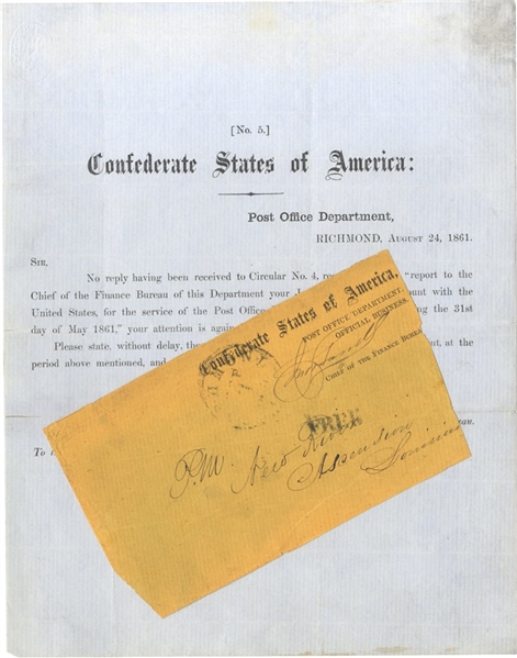 The Confederate Post Office Accruing Debt to the United States Government