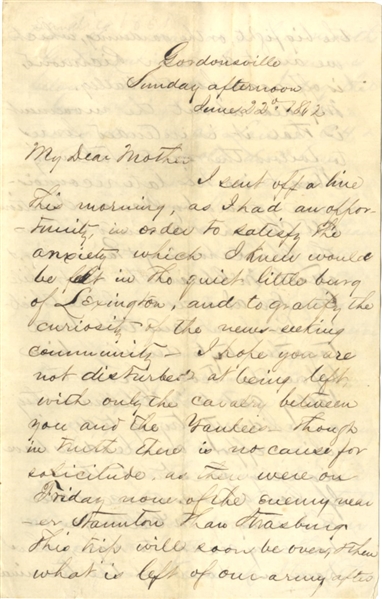 Lengthy Autograph Letter Written By Stonewall’s Man - Sandie Pendleton