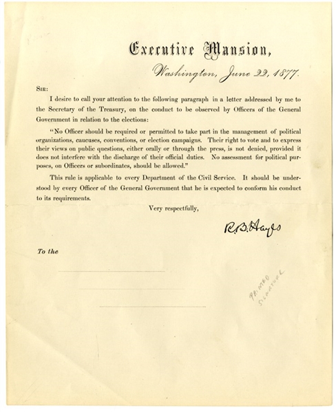 As Part Of The Election Deal of 1876, Hayes Agreed To End Reconstruction- This Executive Order Was Aimed At removing Restrictions On Former Confederate Officers