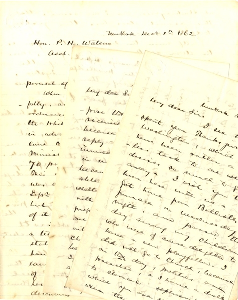 Four Letters Regarding Wentworth Guns; General Grant; Death of Stanton 