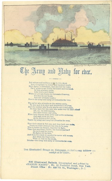U. S. Navy Monitors Attack Fort Sumter Penny Song Sheet by Charles Magnus