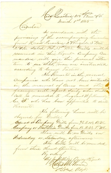 105th Pennsylvania “Wildcats Regiment” Circular Signed by the Company Commanders