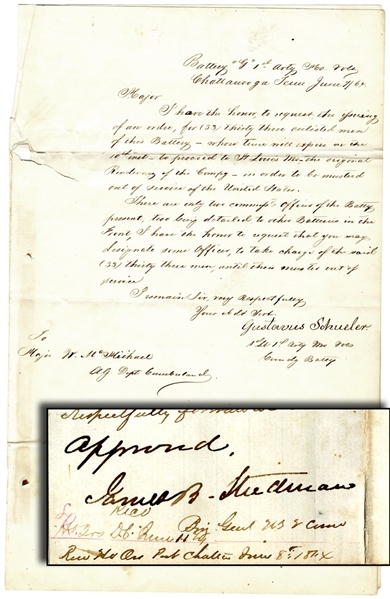 General James Blair Steedman - Hero of Chickamauga - War-Date Signed Document