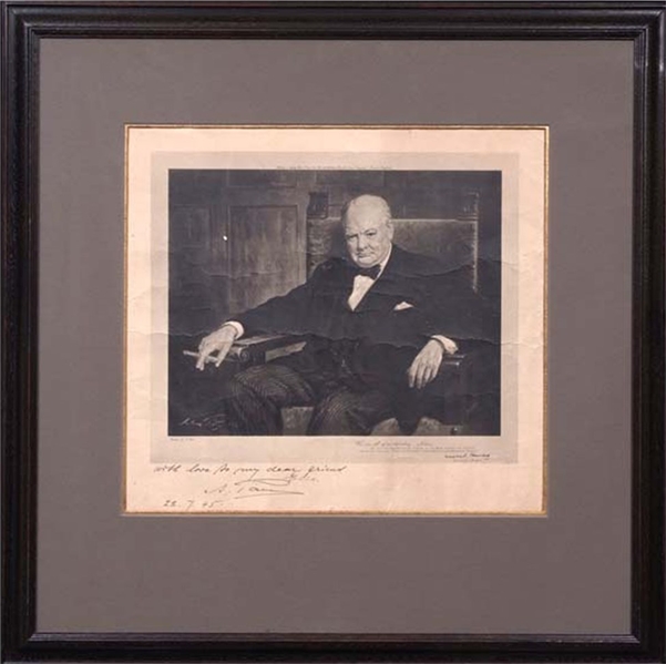 Wartime Print of Winston Churchill Signed By The Artist, Arthur Pan