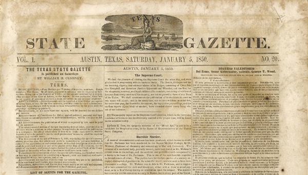 Nice Grouping of Texas 1850 Newspapers
