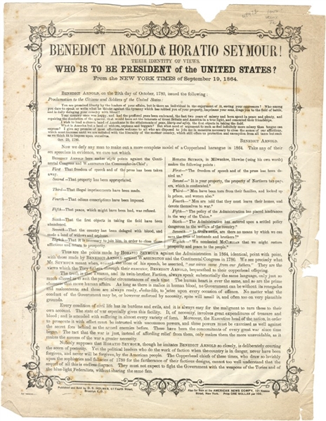 Important Broadside Supporting Grant in 1868