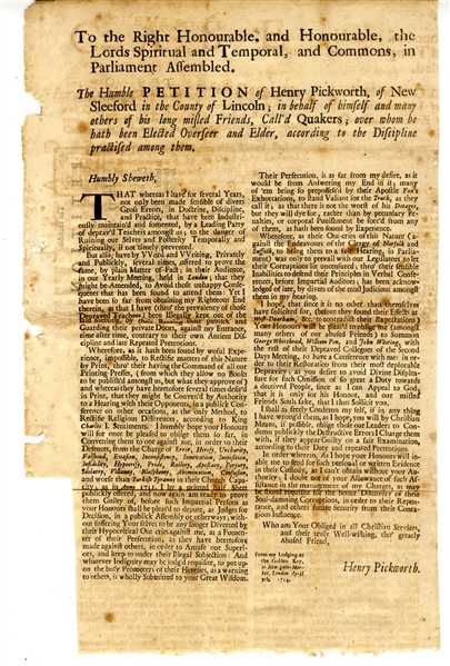 1714 Quaker Broadsheet