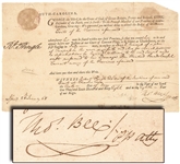 1768 Thomas Bee of South Carolina Signed Document 