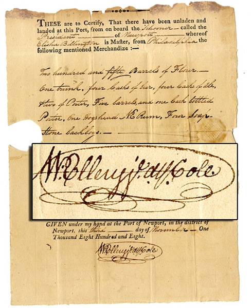 Signer William Ellery - Newport Document