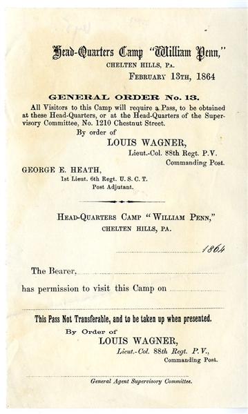 War Period Pass For Colored Troopps Camp