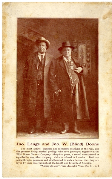Advertising Photographic Card for Ragtime Musician Blind Boone