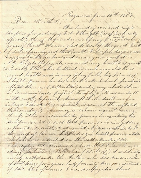 In This 1852 Letter, A Fugitive Slave Preaches at a Meeting in Cazenovia, NY, Just Two Years After Frederick Douglass Presided at the Fugitive Slave Law Convention There in August 1850
