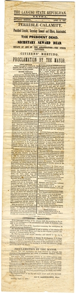 Riveting Lincoln Assassination Broadside - Published the Morning of His Death
