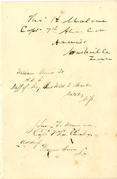 . CSA Johnson Island POW Autographs: Polk's Chief Engineer POW Chickamauga; Bell's Arkansas Infantry POW Helena; Ordnance Officer POW Pocahontas, Arkansas