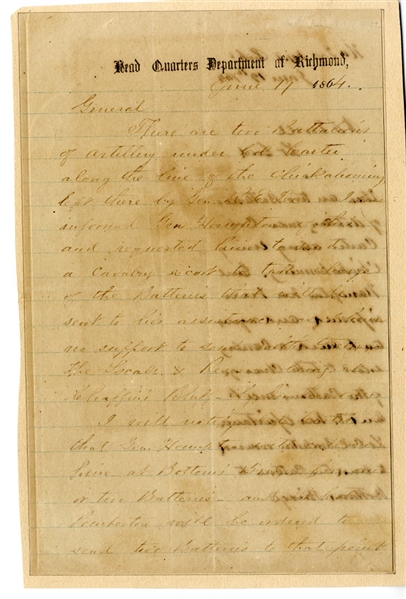 Thrice Signed Letter by Confederate Lt. General Ewell