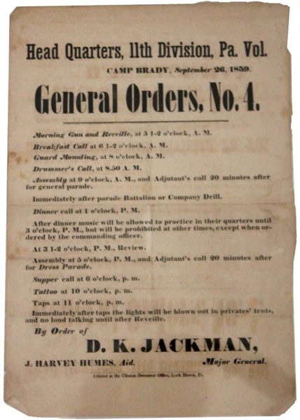 Pennsylvania Broadside General Orders