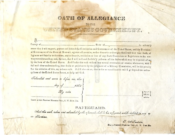 Missouri Oath of Allegiance to the United States Government and Safeguard