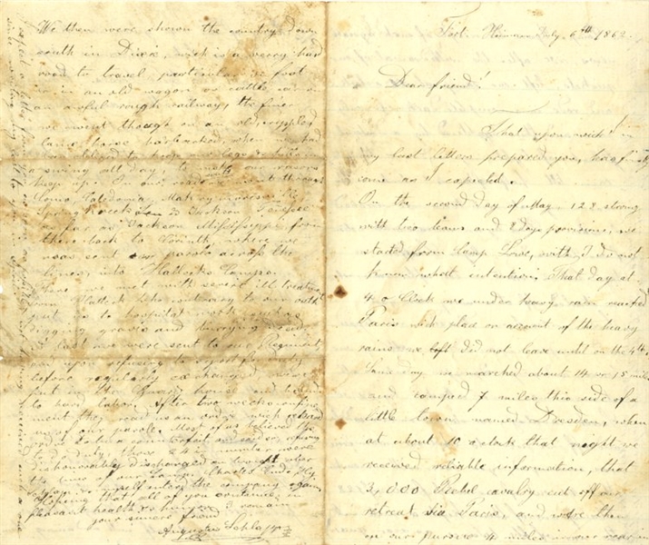 This Iowa Soldier Writes Only Weeks About Being Captured by CS Cavalry in Tennessee!