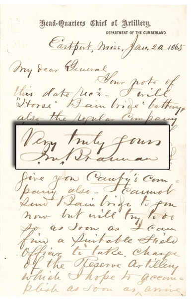 General to General Letter Regarding the Fall of Fort Fisher