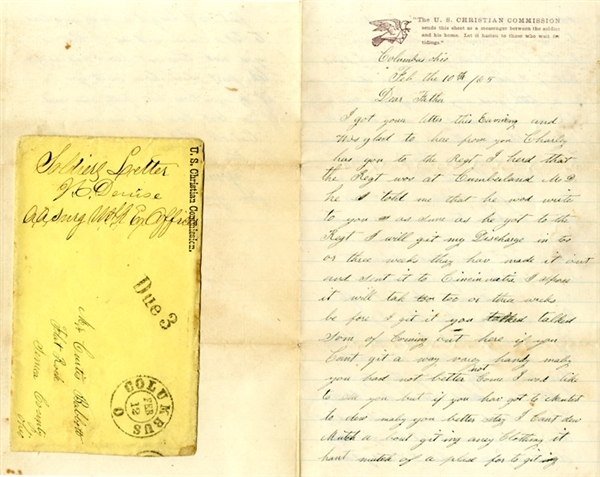 Nice Example of Both U.S. Christian Commission Stationary & Envelope