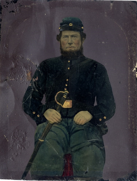 Tintype of Union Soldier with Sword
