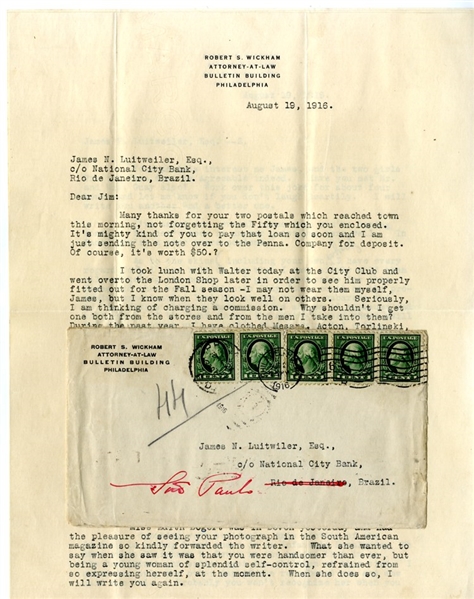 Pancho Villa Expedition Letter to Noted International Financier James Luitweiler