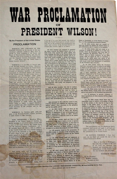 The President Decalres War - 1917
