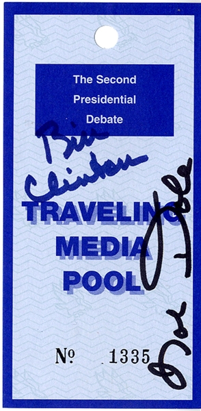 Clinton & Dole Signed Debate Ticket