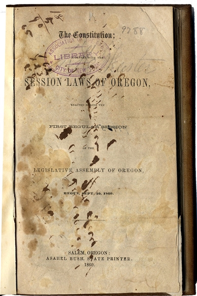 First edition of the Constitution of the State of Oregon