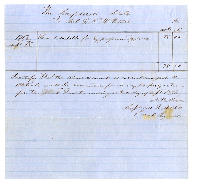 Confederate Document Written By The 1st Creek Indian Regiment