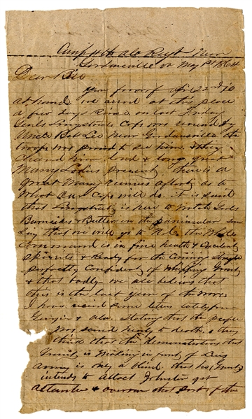 Confederate Letter Written on Necessity paper