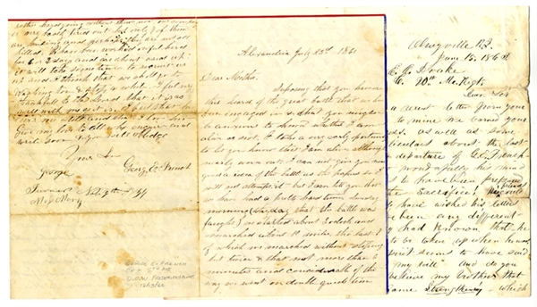Battle of Bull Run Letter by Soldier in 5th Maine - Also, Touching Letter of Condolence When He is Killed!