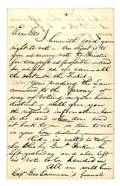 October 1864 Proxy Vote Letter