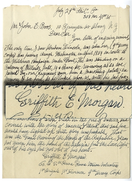 Political Letter Regarding Lincoln 1856