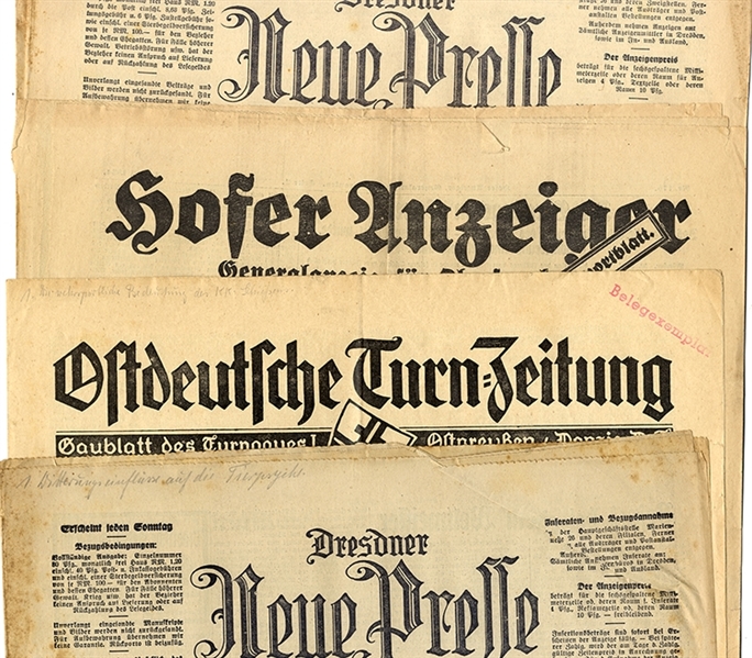Group of Four German Language Newspapers - Including The Night of the Long Knives Report 