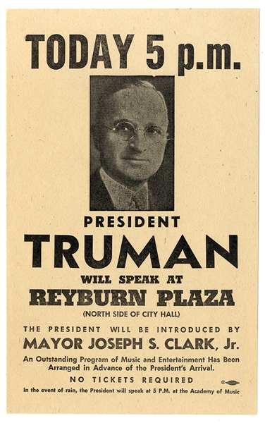 In His Final Year, Truman Speaks At Philadelphia