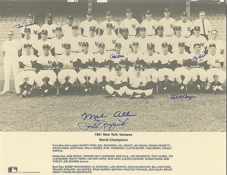 1961 New York Yankees team photograph signed by six including Yogi Berra