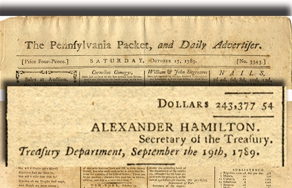 Alexander Hamilton Sets The First United States Budget - 1789